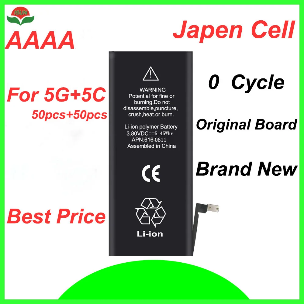 ISUN 100pcs/lot AAAA wholesale mixed 5G 5C 5S mobile battery for iPhone battery 5S 5C 5G battery replacement
ISUN 100pcs/lot AAAA wholesale mixed 5G 5C 5S mobile battery for iPhone battery 5S 5C 5G battery replacement