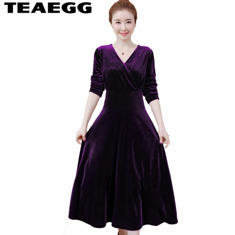 TEAEGG 4XL 5XL весеннее платье 2020 с v-образным вырезом женское длинное больших размеров