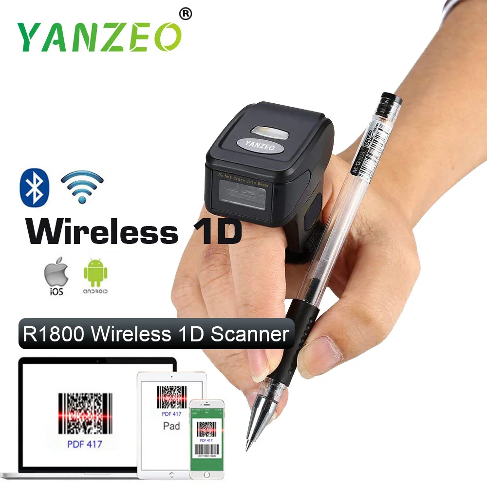 Yanzeo R1800 Mini Bluetooth Finger Ring 1D Scanner Barcode Reader IOS Android Windows 1D Wireless Scanner
Yanzeo R1800 Mini Bluetooth Finger Ring 1D Scanner Barcode Reader IOS Android Windows 1D Wireless Scanner