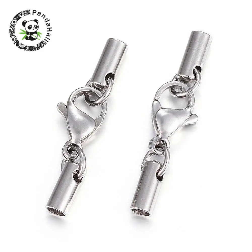 304 Stainless Steel Lobster Claw Clasps, with Cord Ends, Stainless Steel Color, 27mm, Inner diameter: 2.5mm
304 Stainless Steel Lobster Claw Clasps, with Cord Ends, Stainless Steel Color, 27mm, Inner diameter: 2.5mm