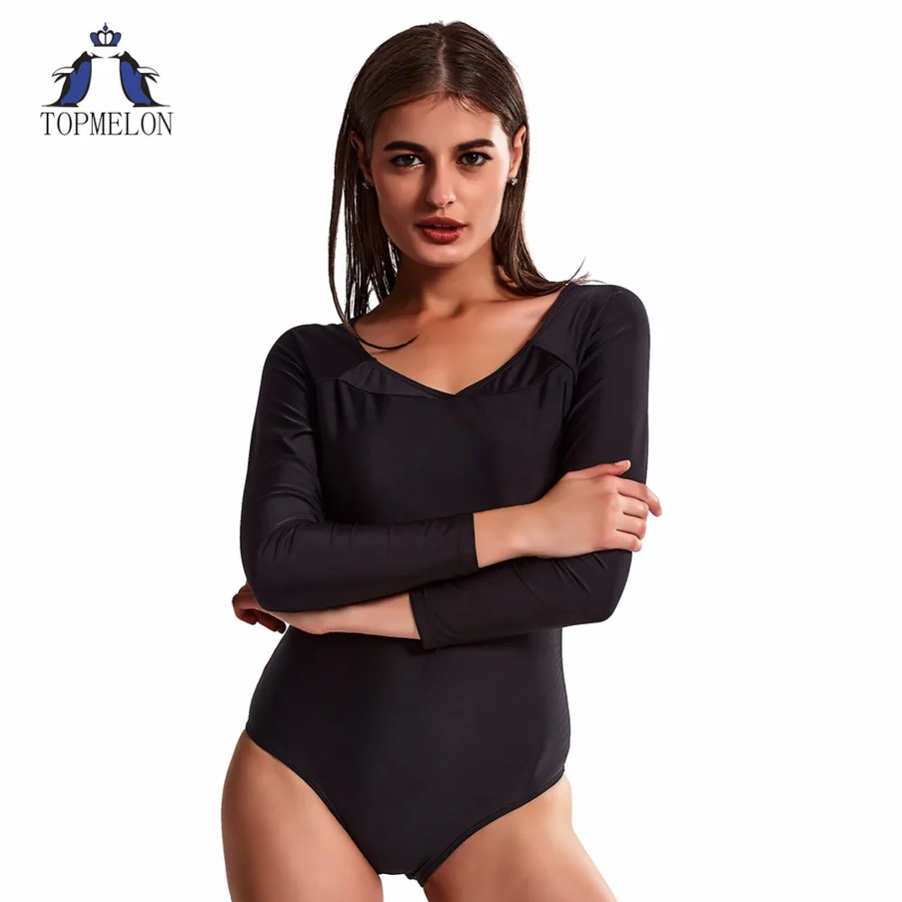 Swimsuit long sleeve Swimwear Vintage One piece Surfing Female Biquini Piece monokini Cut Out bathing suit | Спорт и развлечения
