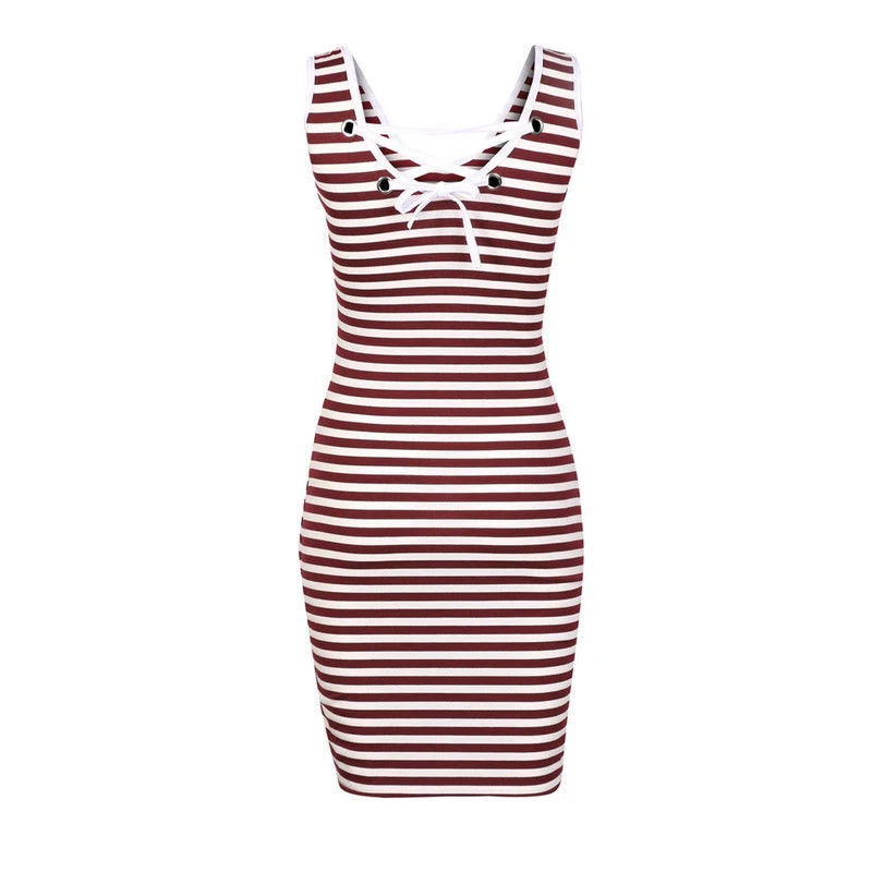 Hot Summer 2018 women clothes striped mini dress fashion sleeveless bandage bodycon vestidos ladies casual clubwear V Neck dress
Hot Summer 2018 women clothes striped mini dress fashion sleeveless bandage bodycon vestidos ladies casual clubwear V Neck dress