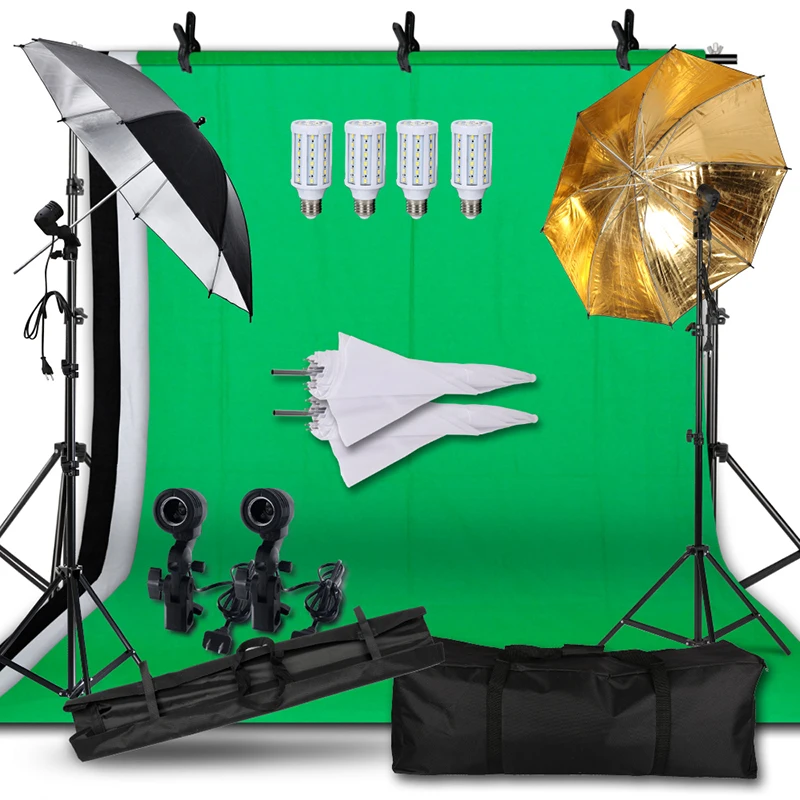 Фото Комплект студийного освещения с непрерывным зонтиком нетканый - купить