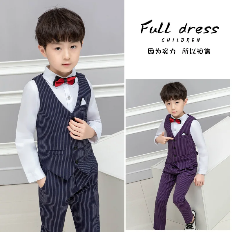 Spring Children Formal Vest Set Flower Boys Wedding Party Performance Dress Costume Kids Striped Vest Shirts Pants 3pcs Outfits
Spring Children Formal Vest Set Flower Boys Wedding Party Performance Dress Costume Kids Striped Vest Shirts Pants 3pcs Outfits