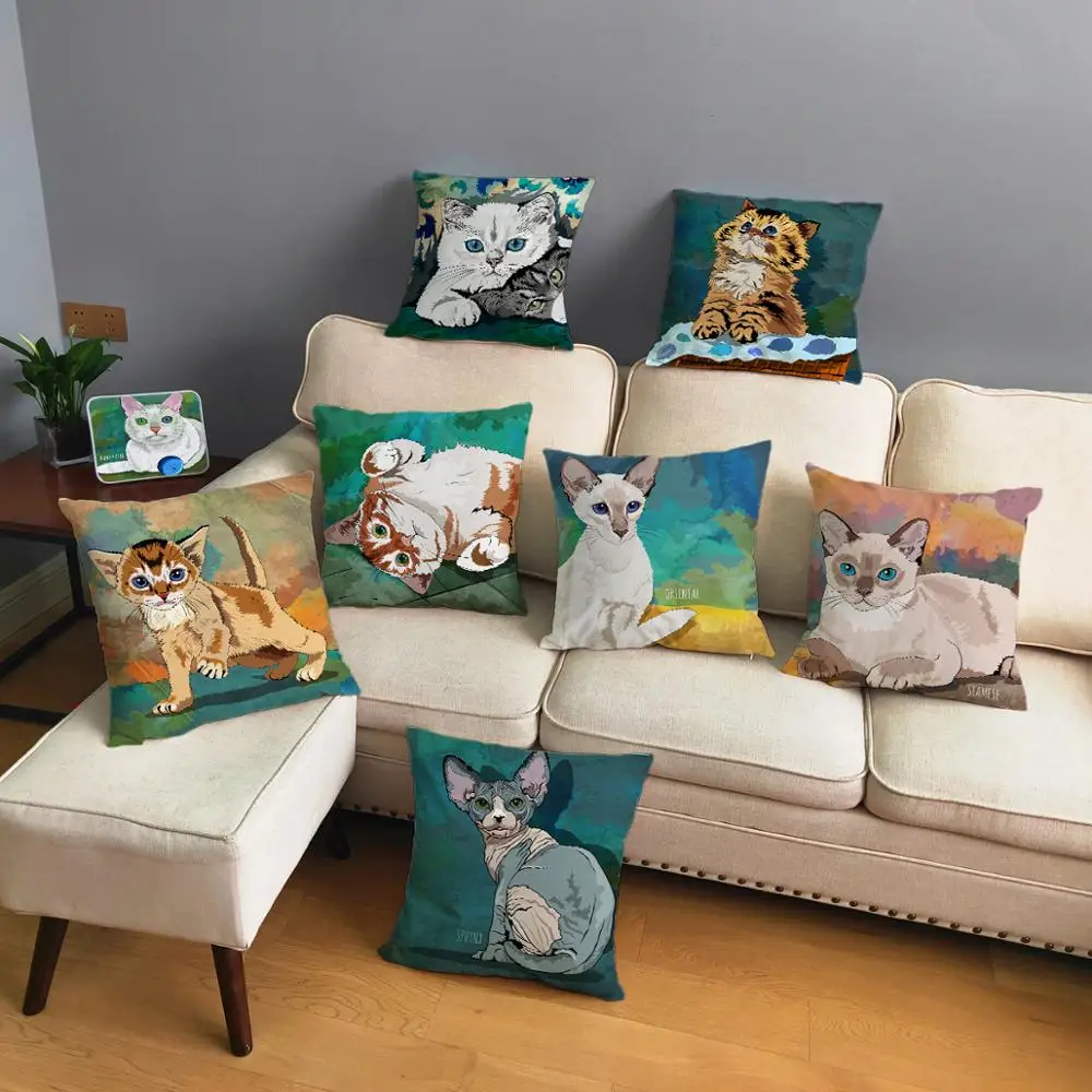 Colorful Cute Cartoon Cat Print Throw Pillow Cover 45*45cm Cushion Cover PlushPillow Case Home Decor Lovely Animal Pillow Cases
Colorful Cute Cartoon Cat Print Throw Pillow Cover 45*45cm Cushion Cover PlushPillow Case Home Decor Lovely Animal Pillow Cases
