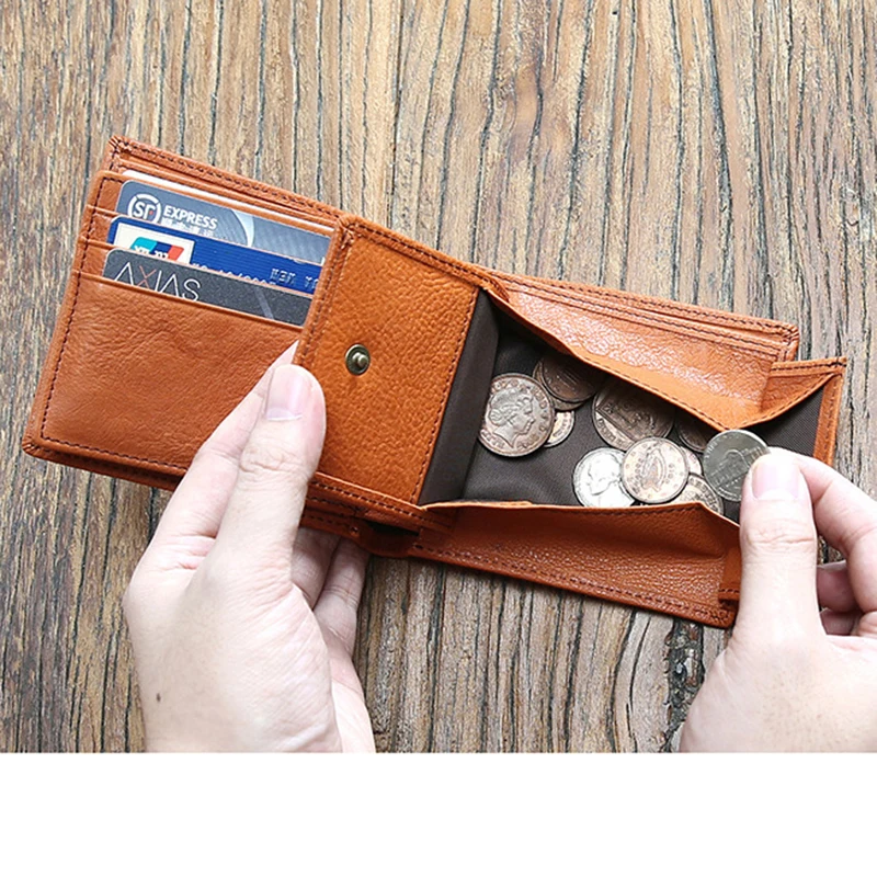 SIMLINE Genuine Leather Short Men Wallet Vintage Handmade Real Cowhide Men's Wallets Purse Card Holder Male With Coin Pocket Bag
SIMLINE Genuine Leather Short Men Wallet Vintage Handmade Real Cowhide Men's Wallets Purse Card Holder Male With Coin Pocket Bag