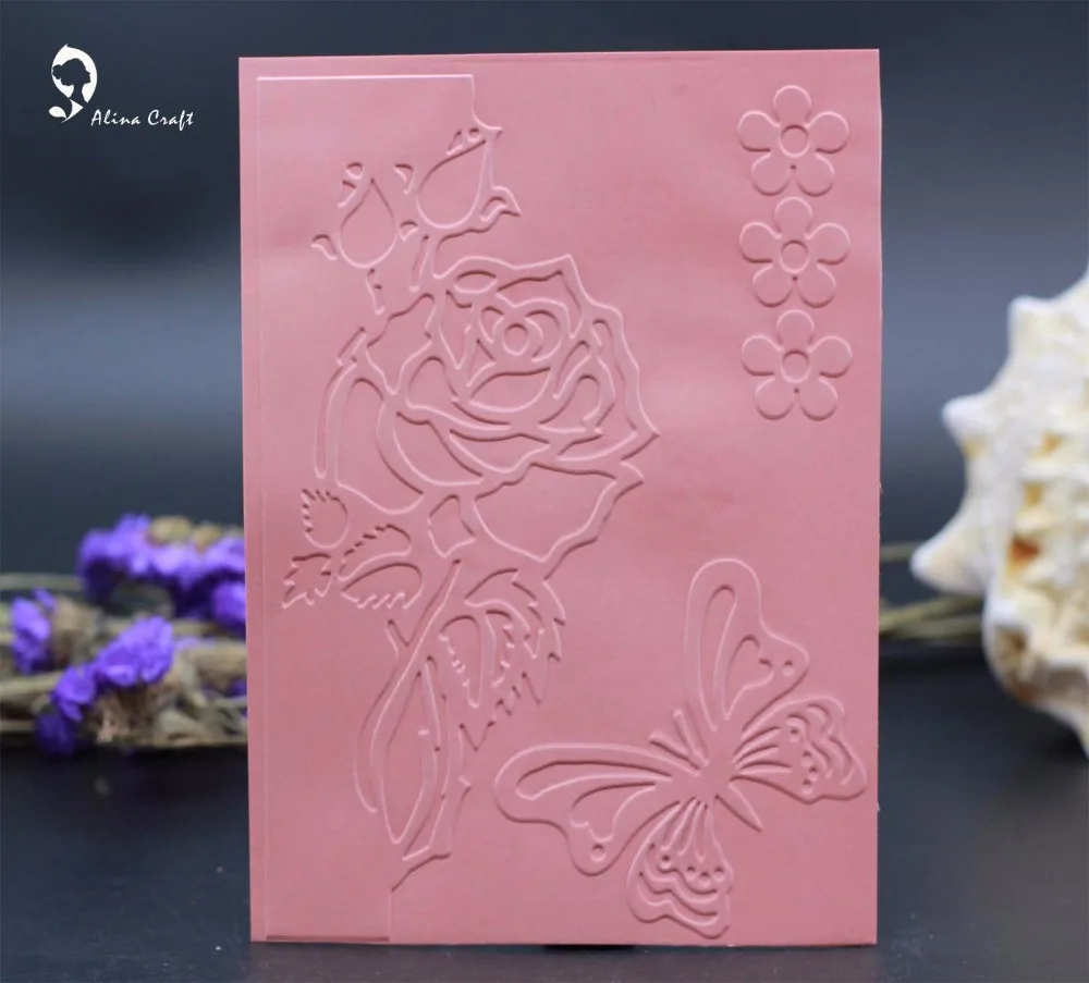 Фото Пластиковая папка для тиснения AlinaCraft цветок бабочка роза сделай - купить