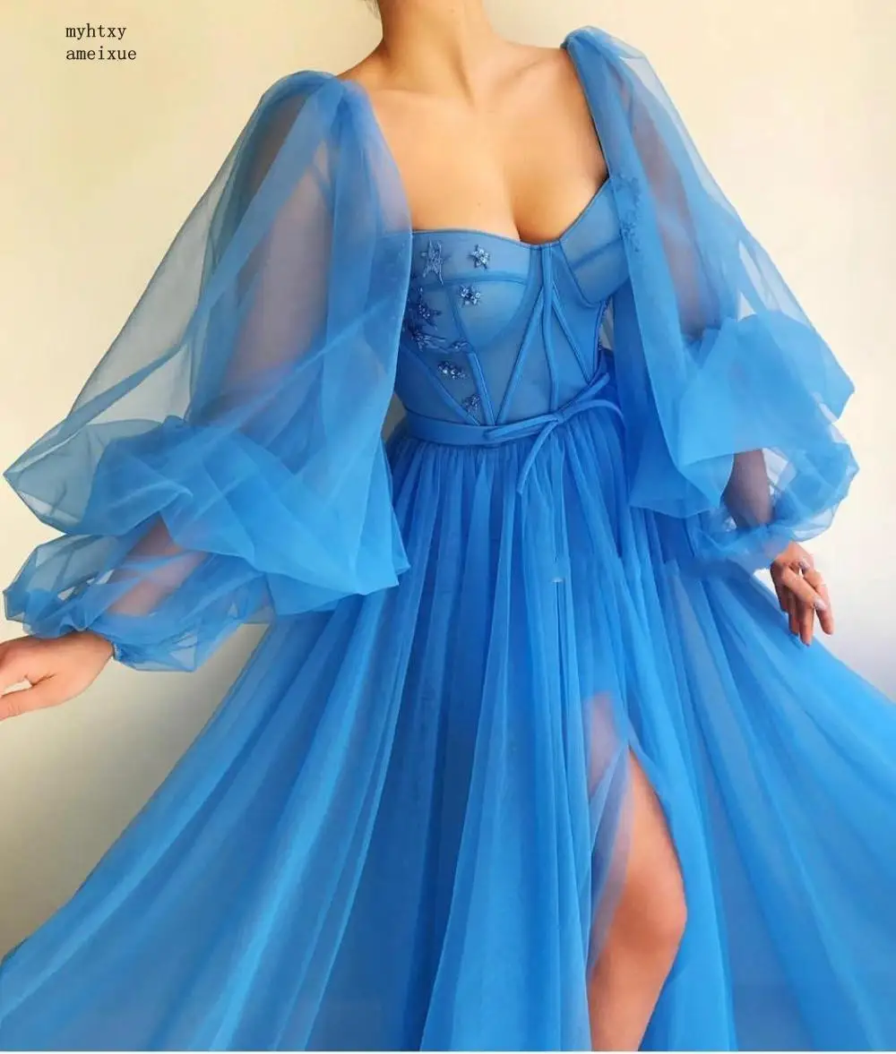 2020 Blue Dubai Evening Dresses Long Sexy Slit V-neck Beaded Tulle Formal Dress For Evening Party Robe Cheap Long Evening Gown
2020 Blue Dubai Evening Dresses Long Sexy Slit V-neck Beaded Tulle Formal Dress For Evening Party Robe Cheap Long Evening Gown