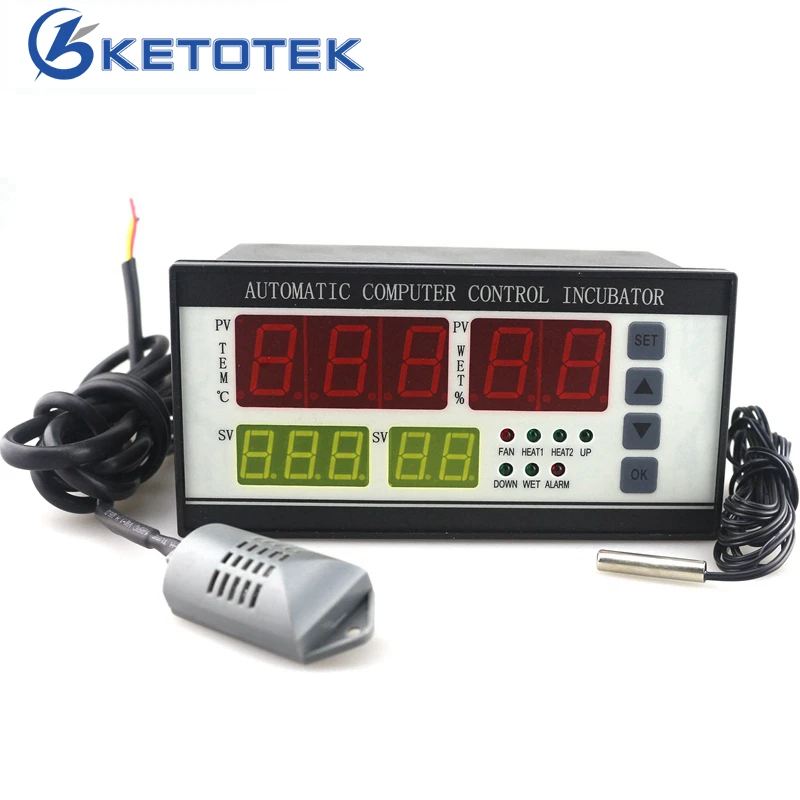 XM-18 Incubator Thermostat Hygrostat AC 160V ~ 240V / 110V 0 ~ 99.9C Egg Incubator Temperature Humidity Controller with 2 Sensor
XM-18 Incubator Thermostat Hygrostat AC 160V ~ 240V / 110V 0 ~ 99.9C Egg Incubator Temperature Humidity Controller with 2 Sensor