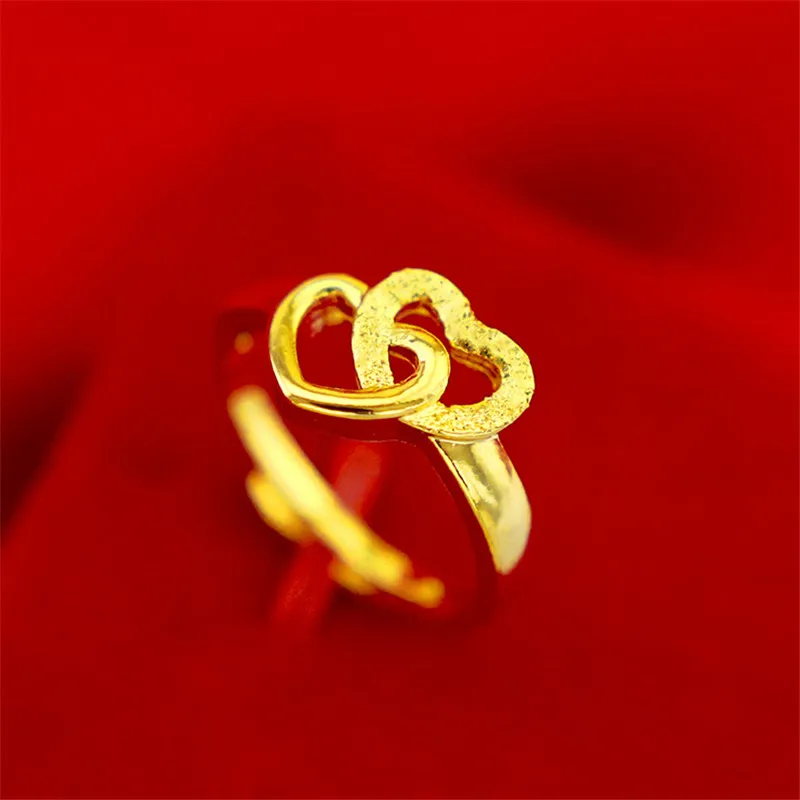 Pure Gold Color Rings for Women Double Heart Engagement Ring Adjustable Anel Wedding Bands Fine Bridal Jewelry Accessories Bague
Pure Gold Color Rings for Women Double Heart Engagement Ring Adjustable Anel Wedding Bands Fine Bridal Jewelry Accessories Bague