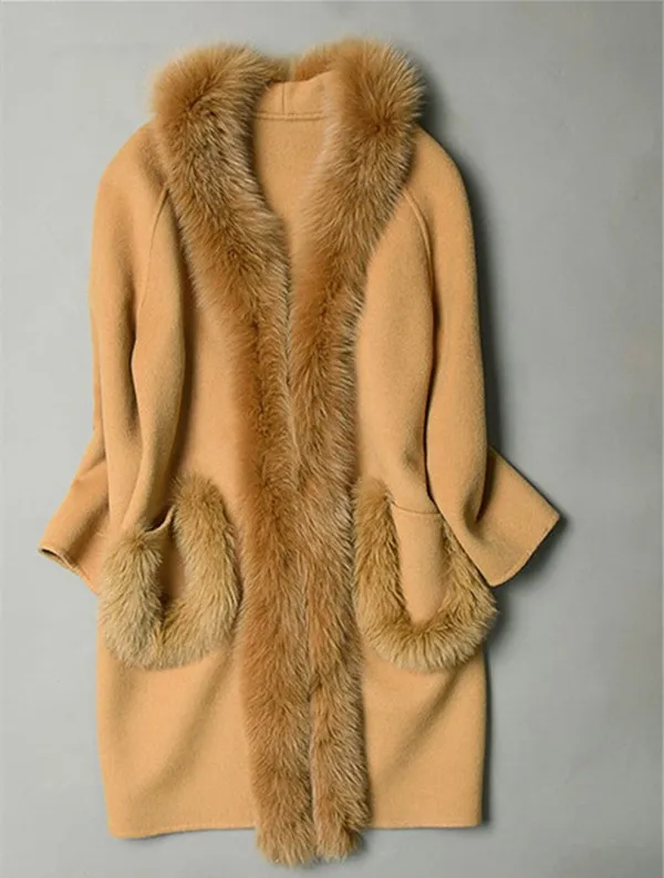 double sided woolen fabric fox fur collar women's fashion luxury mid-long coat brown black grey M/L
double sided woolen fabric fox fur collar women's fashion luxury mid-long coat brown black grey M/L