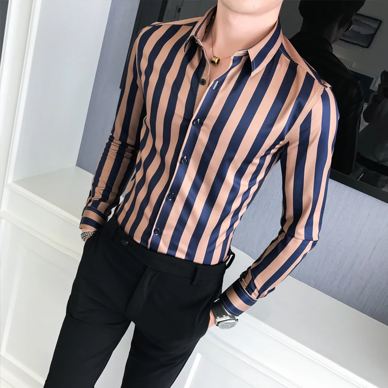 Brand Designer Men Shirt Autumn New Top Quality Striped Business Shirt Men Slim Fit Long Sleeve Gentlemen Men's Clothing Blouses
Brand Designer Men Shirt Autumn New Top Quality Striped Business Shirt Men Slim Fit Long Sleeve Gentlemen Men's Clothing Blouses
