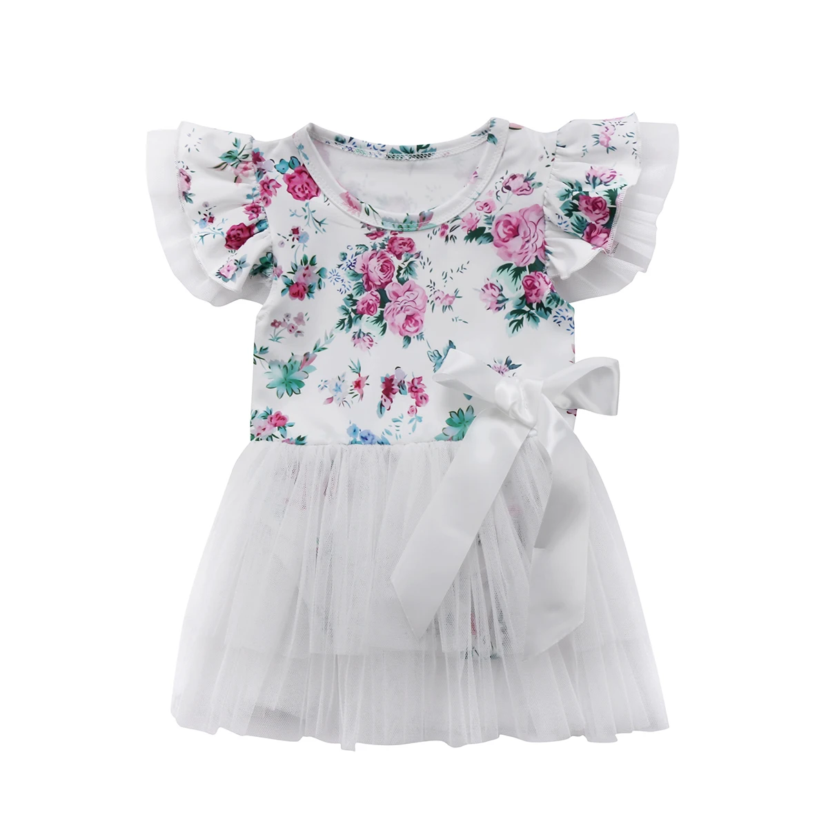 Модное платье для маленьких девочек с цветочным рисунком праздничное