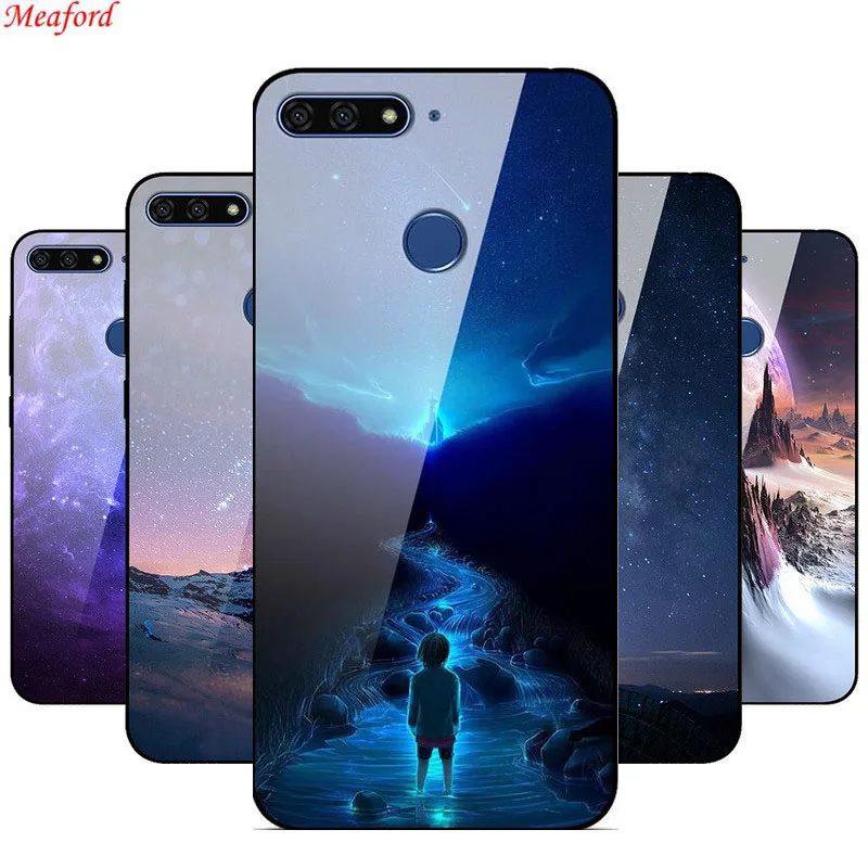 Чехол для Honor 7C задняя крышка из закаленного стекла Huawei чехол 7A Pro Y6 2018 бампер 7 C