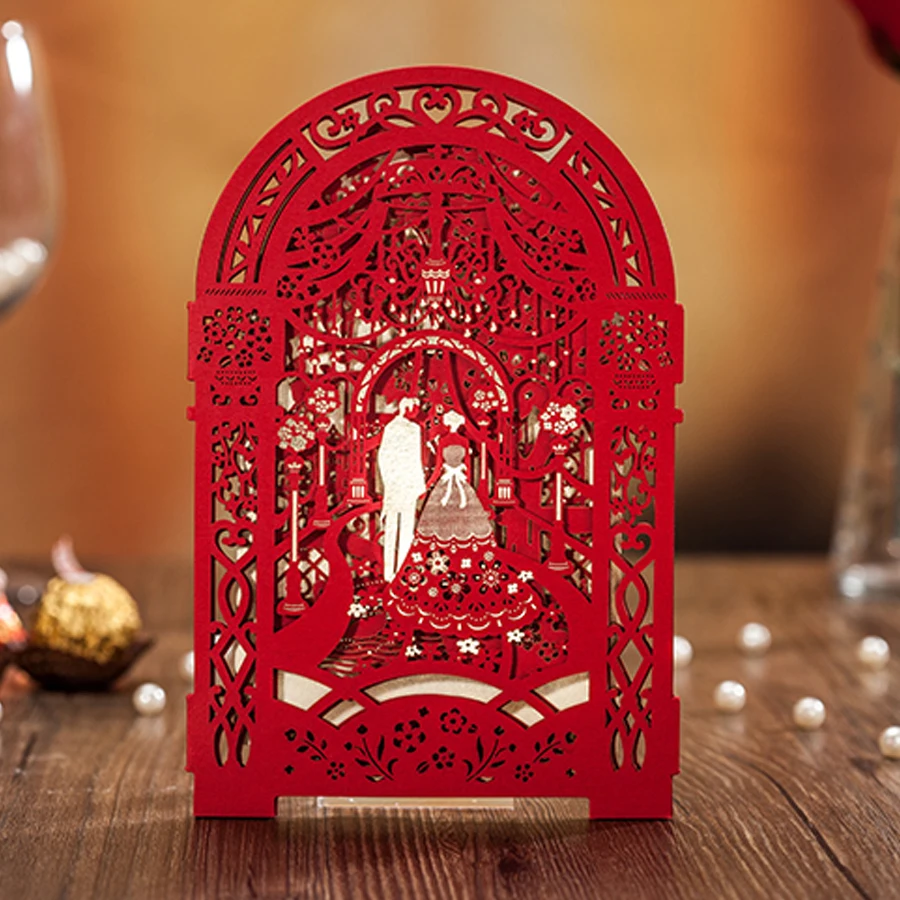 50pcs Wishmade Laser Cut Blank Wedding Invitations with Bride & Groom and Hollow Floral for Engagement Bridal Shower Customized
50pcs Wishmade Laser Cut Blank Wedding Invitations with Bride & Groom and Hollow Floral for Engagement Bridal Shower Customized