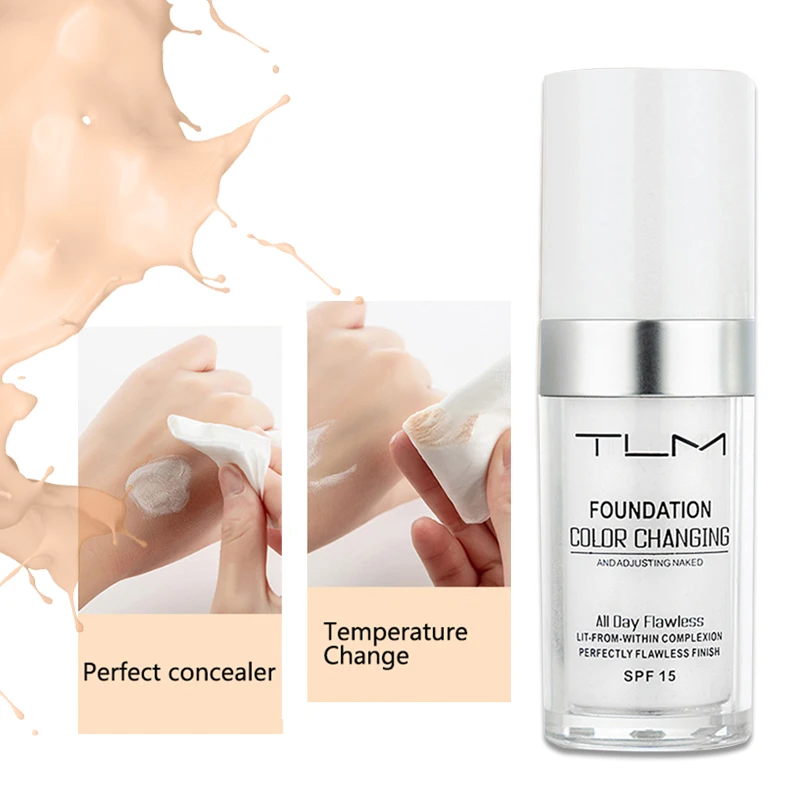 

30ml Tlm Color Changing Liquid Foundation Makeup Change To Your Skin Tone By Just Blending Makeup Base Nude Face Cover Concealer