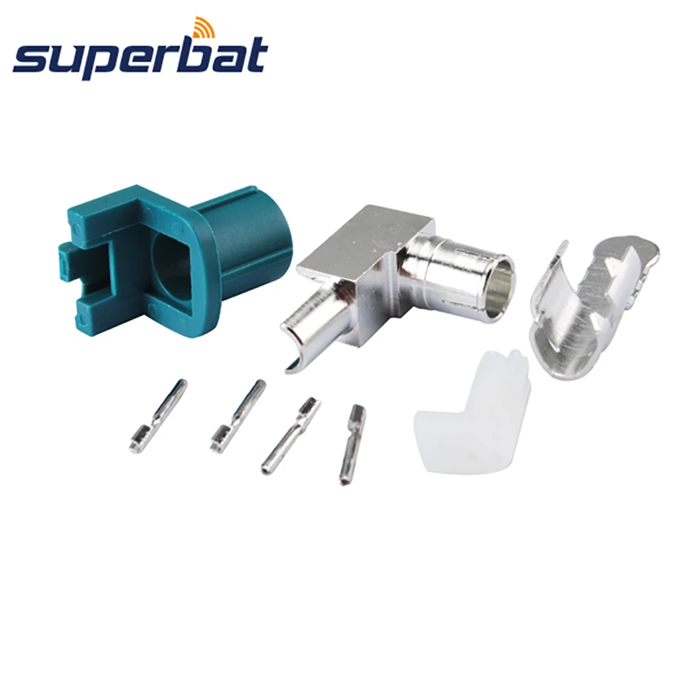Superbat Car HSD Fakra Z Waterblue Crimp Jack 90 deg Right Angle RF Coaxial Connector for Cable Dacar 535 4pole
Superbat Car HSD Fakra Z Waterblue Crimp Jack 90 deg Right Angle RF Coaxial Connector for Cable Dacar 535 4pole