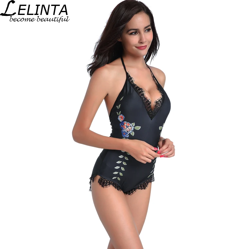 Lelinta Цветочный принт черный белый цвет купальник сексуальный Купальники для