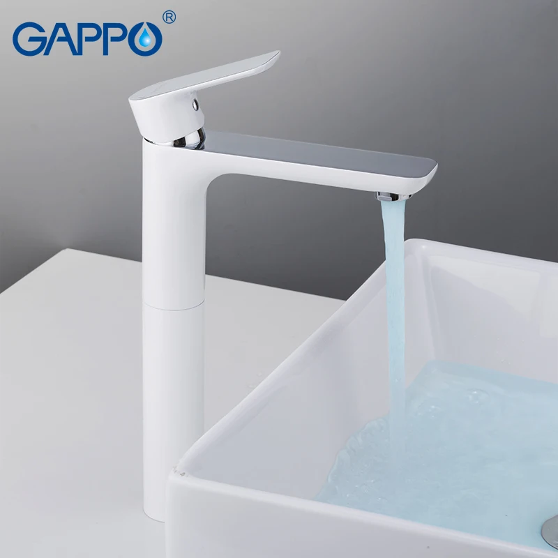 

GAPPO basin faucets brass white Bathroom sink faucet water mixer Deck Mounted Bath tap Waterfall Faucet taps torneira do anheiro
