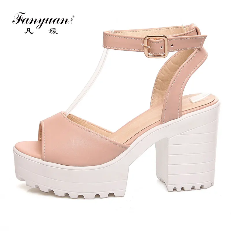 Large Size Fanyuan Summer Ankle Strap Ladies Sandals Buckle Peep Toe Women's High Pumps Platform sandalia mujer White Pink Blue
Large Size Fanyuan Summer Ankle Strap Ladies Sandals Buckle Peep Toe Women's High Pumps Platform sandalia mujer White Pink Blue