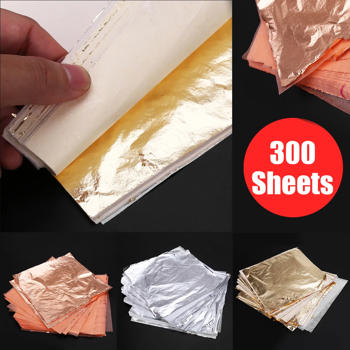 300 Sheets Gold+Silver+Copper Foil Leaf Gilding Art Craft Imitation DIY Accessories For Decorating Ceiling Wall 140*140mm
300 Sheets Gold+Silver+Copper Foil Leaf Gilding Art Craft Imitation DIY Accessories For Decorating Ceiling Wall 140*140mm
