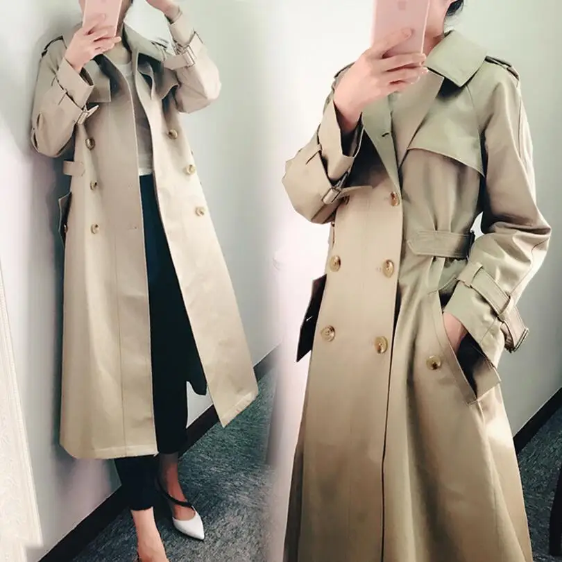 2018 Autumn Capable Outfit Double-breasted Slim Over-the-knee Long Women Windbreaker Trench Coat q244
2018 Autumn Capable Outfit Double-breasted Slim Over-the-knee Long Women Windbreaker Trench Coat q244