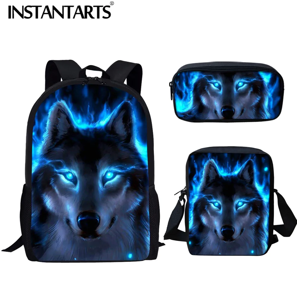 INSTANTARTS Blue Wolf School Bag Men's Casual Set Backpack Travel Rucksack Gilr Boy School Book Bag Child Satchel Escolar Infant
INSTANTARTS Blue Wolf School Bag Men's Casual Set Backpack Travel Rucksack Gilr Boy School Book Bag Child Satchel Escolar Infant