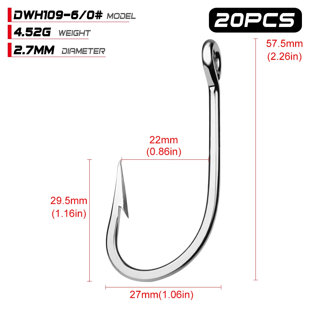 20pcs Brand Saltwater Tuna Fishing Hook Ocean Boat Sword Hook 6/0#-12/0# Anticorrosion Stainless Steel Barbed Fishhook
20pcs Brand Saltwater Tuna Fishing Hook Ocean Boat Sword Hook 6/0#-12/0# Anticorrosion Stainless Steel Barbed Fishhook