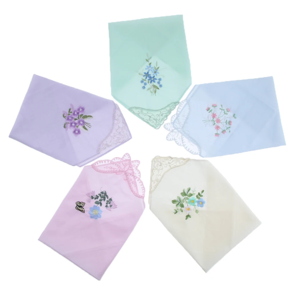 5pcs Womens Embroidered Floral Cotton Handkerchiefs Exquisite Lace Hankies Gift for Wedding Part Mother's Day bridal shower
5pcs Womens Embroidered Floral Cotton Handkerchiefs Exquisite Lace Hankies Gift for Wedding Part Mother's Day bridal shower