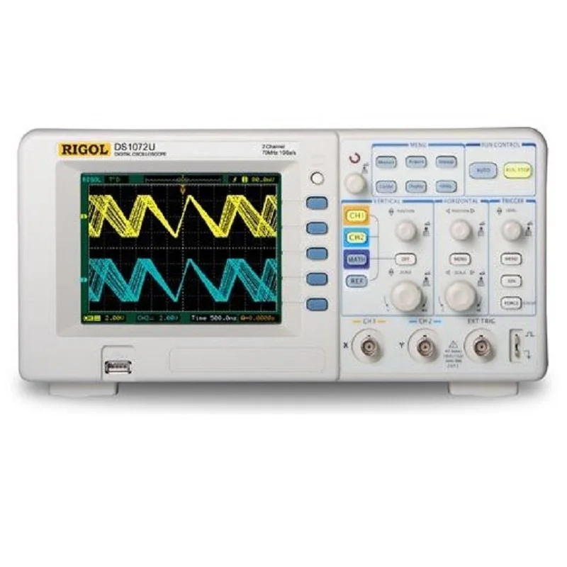 DS1072U Colorful 70Mhz 2Channels Oscilloscope Scopemeter 500MSa/s 512Kpts Memory Depth USB 5.6'' TFT LCD Digital Storage
DS1072U Colorful 70Mhz 2Channels Oscilloscope Scopemeter 500MSa/s 512Kpts Memory Depth USB 5.6'' TFT LCD Digital Storage