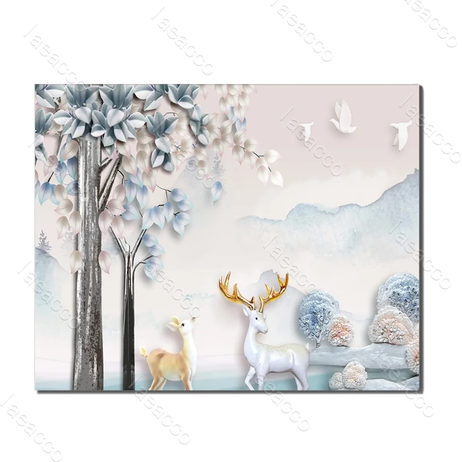 Laeacco Nordic Cartoon Deer Bird Tree Animal Posters and Prints Wall Art Canvas Painting for Living Room Bedroom Home Decoration
Laeacco Nordic Cartoon Deer Bird Tree Animal Posters and Prints Wall Art Canvas Painting for Living Room Bedroom Home Decoration