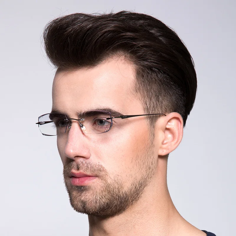 Men Prescription Glasses Titanium High Quality Rimless Frame Diamond Trimmed Colored Anti Reflective Anti Glare Lenses
Men Prescription Glasses Titanium High Quality Rimless Frame Diamond Trimmed Colored Anti Reflective Anti Glare Lenses