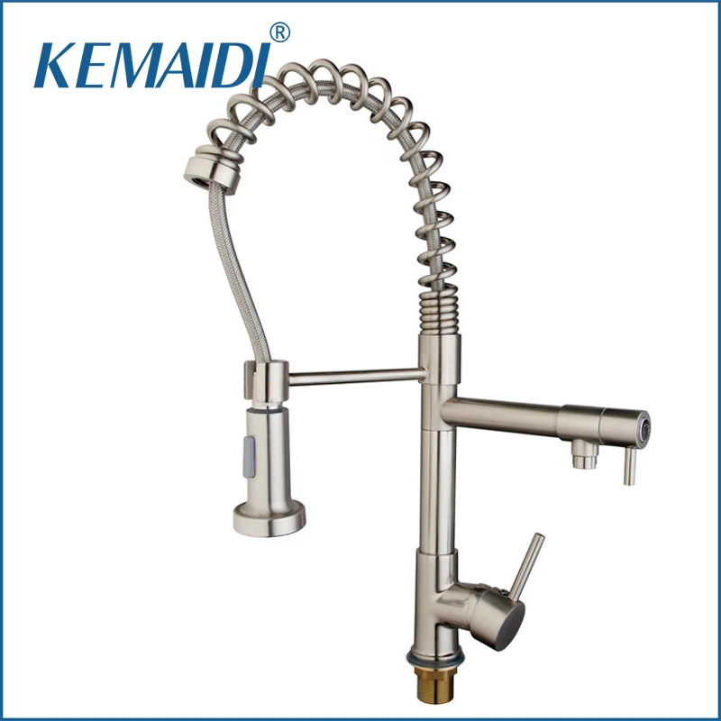 KEMAIDI New Two Function Water Kitchen Faucet Nickel Brushed Vessel Sink Swivel Faucet Washbasin Mixer Taps with Pull Down Spray
KEMAIDI New Two Function Water Kitchen Faucet Nickel Brushed Vessel Sink Swivel Faucet Washbasin Mixer Taps with Pull Down Spray