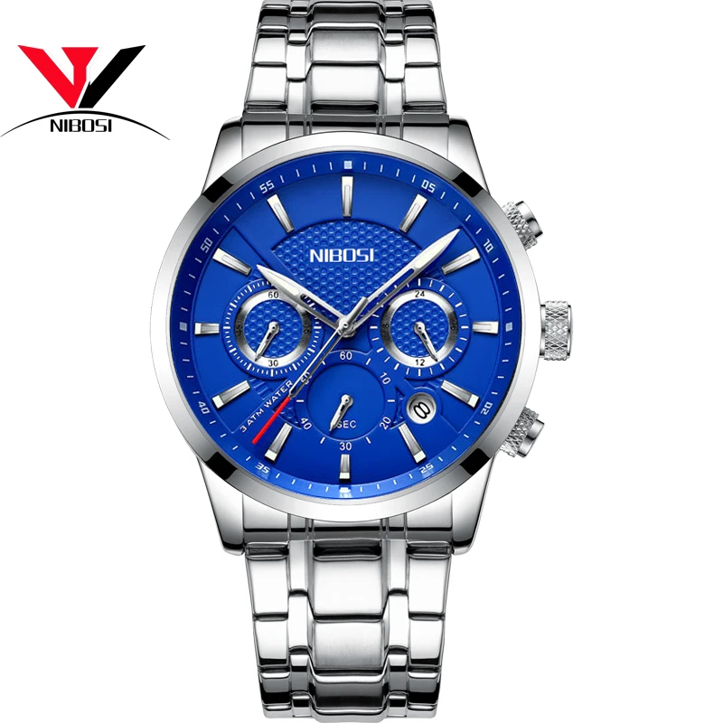 NIBOSI Men's Watch Classic Luxury Fashion Quartz Chronograph All Steel Waterproof Clock Relogio Masculino | Наручные часы