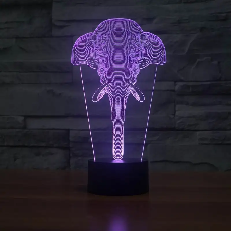 

Creative 3D light Elephant Night Light Amazing 3D Illusion 7 Color Change Acrylic LED Table Lamp USB light Bedroom as Gift for