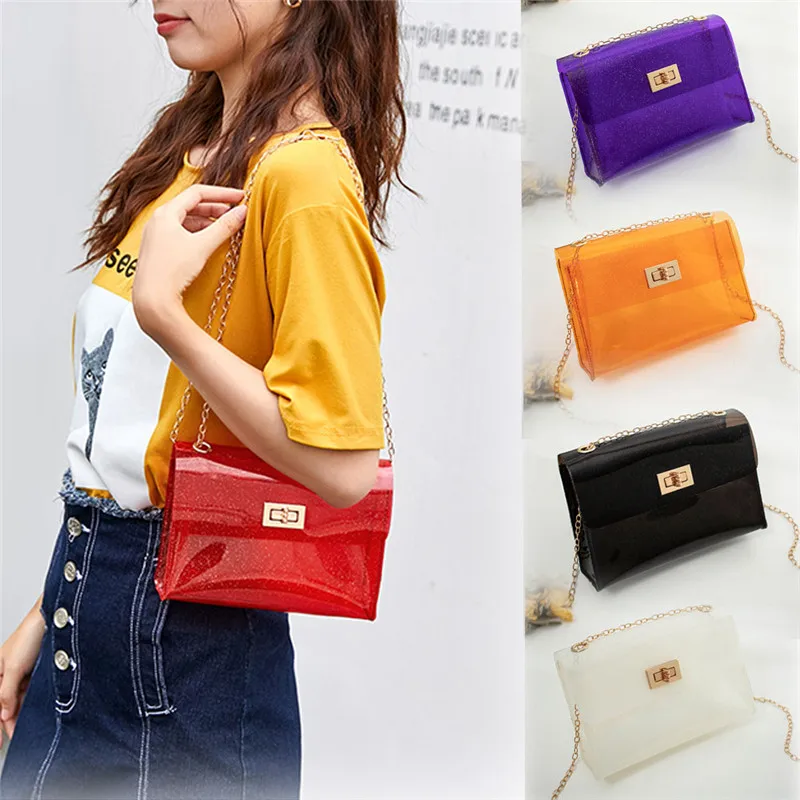 Women's Fashion PVC Clear Transparent Shoulder Bag Tote Jelly Candy Summer Beach Handbag Messenger Tote Purse Bag
Women's Fashion PVC Clear Transparent Shoulder Bag Tote Jelly Candy Summer Beach Handbag Messenger Tote Purse Bag