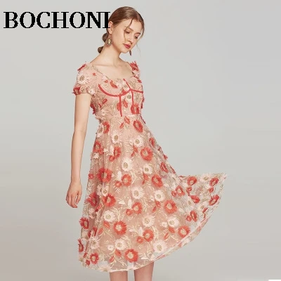 2018 Bochoni Новый Цвет трехмерная сетка с вышивкой вечерние предпочтительным модное