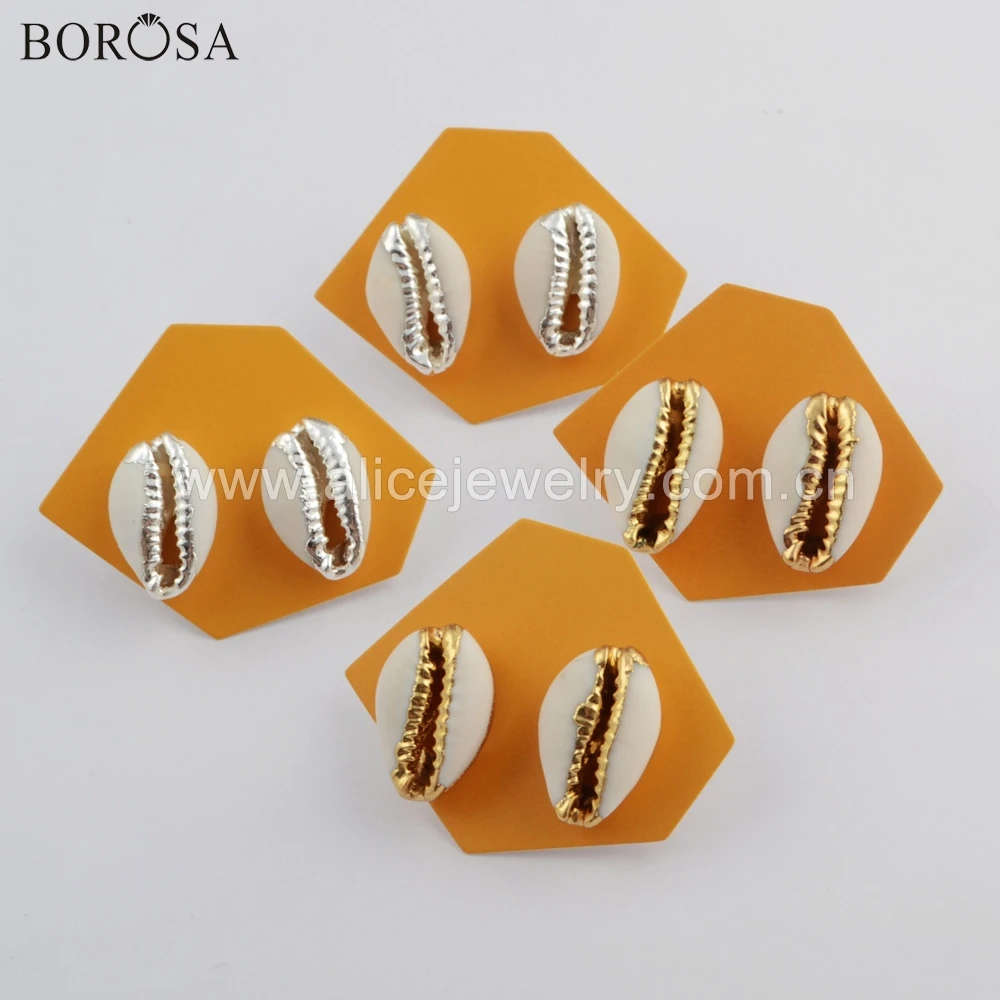 BOROSA 5/10Pairs New Gold/Silver Plated Natural Cowrie Shell Stud Earrings Jewelry for Lady for Wholesale G1770 S1770
BOROSA 5/10Pairs New Gold/Silver Plated Natural Cowrie Shell Stud Earrings Jewelry for Lady for Wholesale G1770 S1770