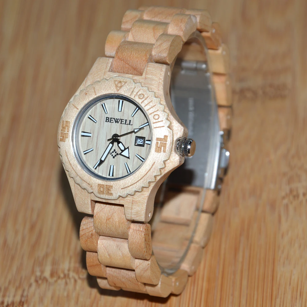 BEWELL Роскошные брендовые автоматические деревянные женские часы Бесплатная
