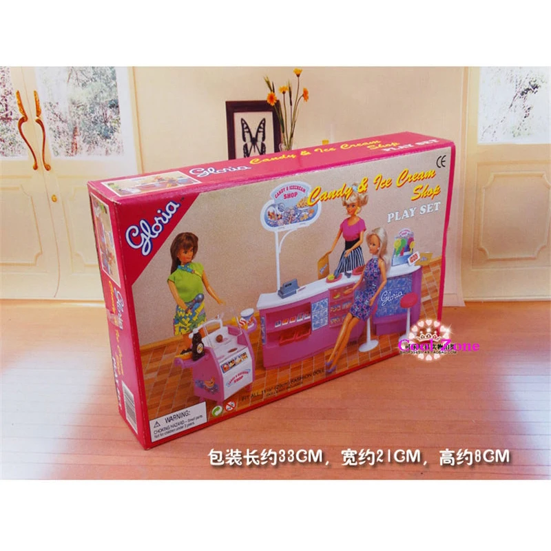 Миниатюрная мебель магазин конфет и мороженого для кукольного домика Барби