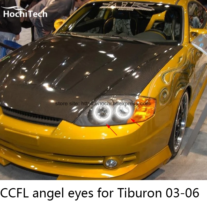 Комплект для передних фар HochiTech Excellent CCFL Angel Eyes ультраяркая подсветка Hyundai Tiburon 2003