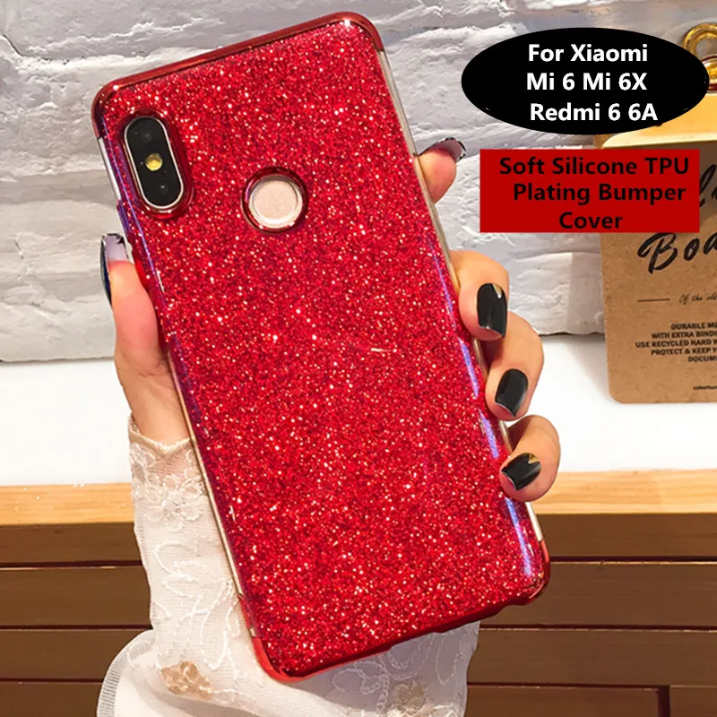 Блестящий Мягкий чехол из ТПУ с блестящим покрытием для Xiaomi MI 6 6X корпус Redmi 6A Note