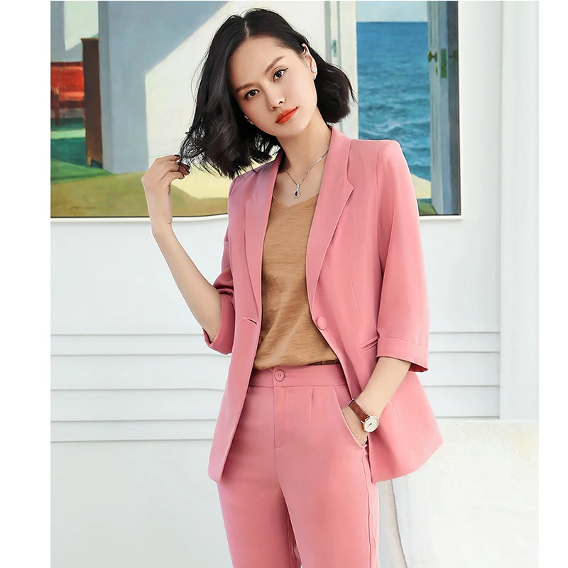 New Seven-Sleeve two piece plus size blazer and pant Professional pink Suit Women Workwear Fashion Small office Suit women
New Seven-Sleeve two piece plus size blazer and pant Professional pink Suit Women Workwear Fashion Small office Suit women