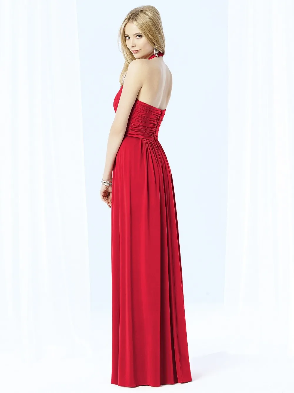 Red Sexy Backless Chiffon Bridesmaid Dresses Floor-Length Halter Pleated Bridesmaid Dress For Adult 2017 New Prom Gowns TM59
Red Sexy Backless Chiffon Bridesmaid Dresses Floor-Length Halter Pleated Bridesmaid Dress For Adult 2017 New Prom Gowns TM59