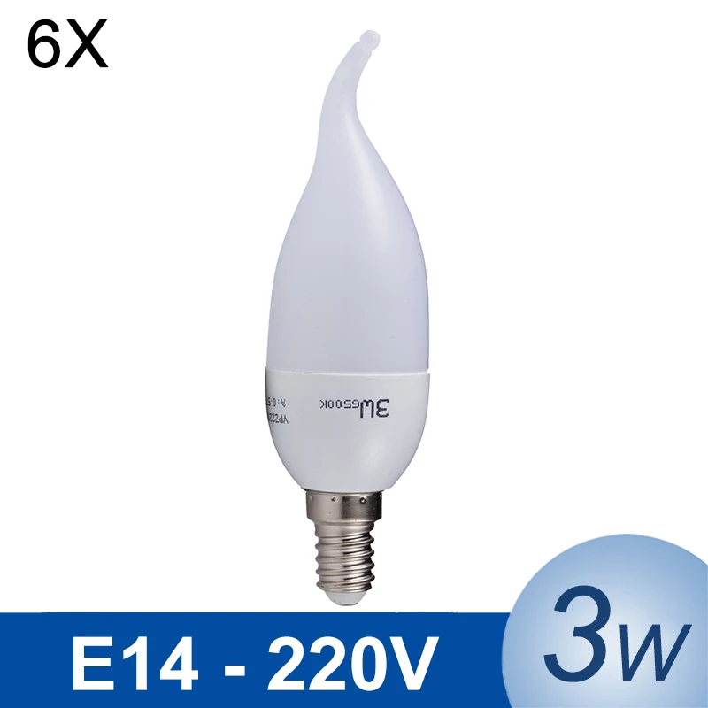 LED Candle Bulb E14 Chandelier SMD2835 LED Bulb 6pcs/lot AC220V LED Lamp Energy Saving For Living Room Bedroom Lighting
LED Candle Bulb E14 Chandelier SMD2835 LED Bulb 6pcs/lot AC220V LED Lamp Energy Saving For Living Room Bedroom Lighting