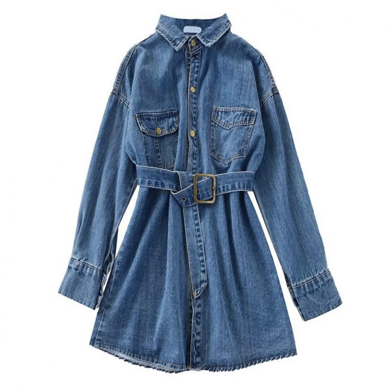 PERHAPS U Denim Shirt Dress Blue Sash Turn Down Collar Long Sleeve Solid Pocket Mini Short Dress High Street Autumn D0874
PERHAPS U Denim Shirt Dress Blue Sash Turn Down Collar Long Sleeve Solid Pocket Mini Short Dress High Street Autumn D0874