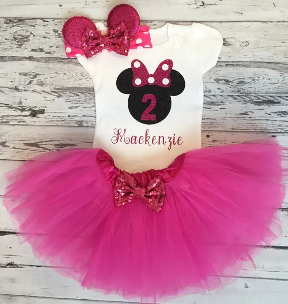 

personalized name mini mouse bow first birthday bodysuit onepiece cake mesh Tutu toodles Outfit Set baby shower party favors