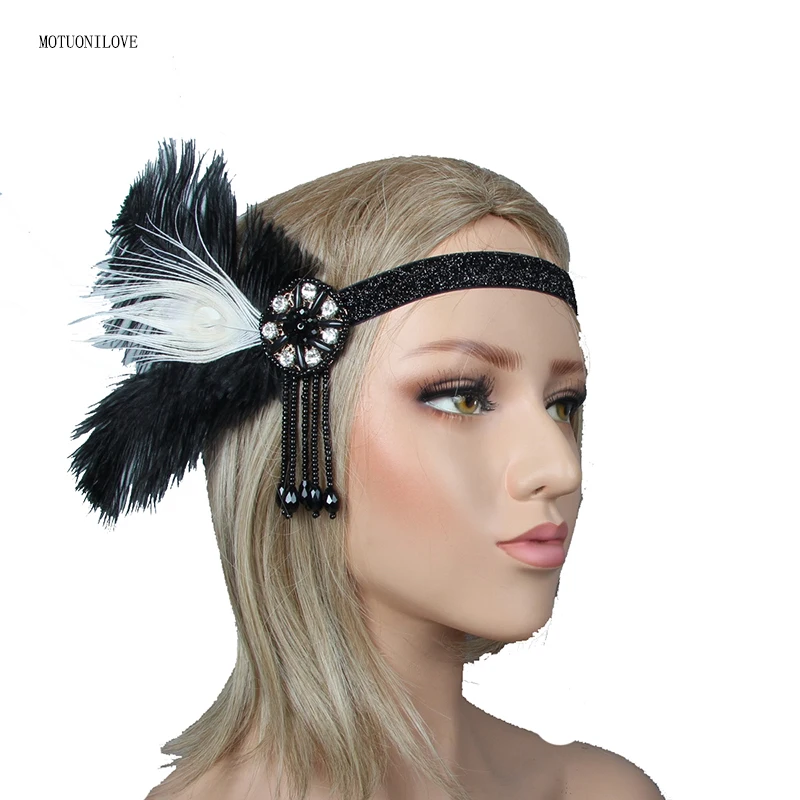 White and Black Feather Beading Crystals Bridal Headband for Wedding Party Formal Occasion Vintage Bride Hair Accessories
White and Black Feather Beading Crystals Bridal Headband for Wedding Party Formal Occasion Vintage Bride Hair Accessories