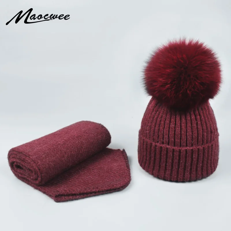 Women's Winter Scarf Hat Sets Skullies Thick Warm Fox Fur Pom pom Hat and Scarf Knitted Beanies Ski gorro Adult and Child Caps
Women's Winter Scarf Hat Sets Skullies Thick Warm Fox Fur Pom pom Hat and Scarf Knitted Beanies Ski gorro Adult and Child Caps