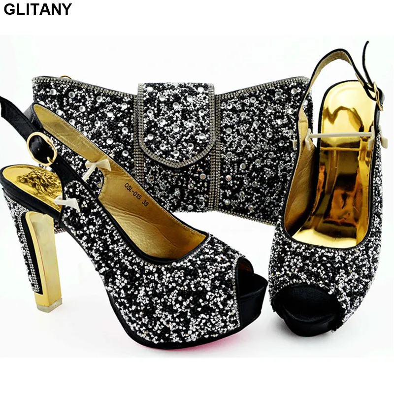 New Arrival Matching Shoes and Bag Set Decorated with Rhinestone Luxury Women Wedding Summer High Heeled for | Обувь